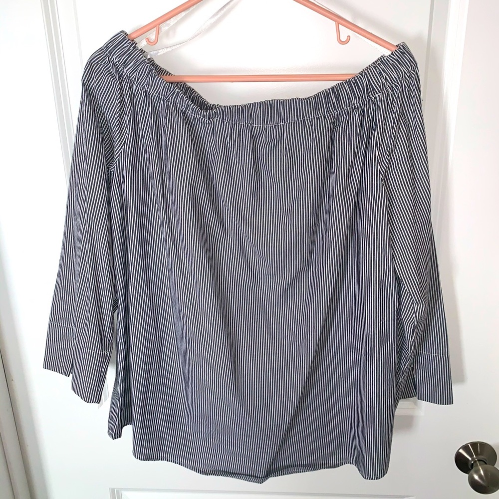 Off The Shoulder Striped Blouse